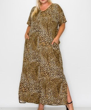 Leopard Maxi Dress w Pockets
