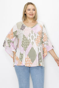 PSFU Pink Sage Patchwork Shirt Top