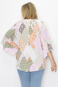 PSFU Pink Sage Patchwork Shirt Top