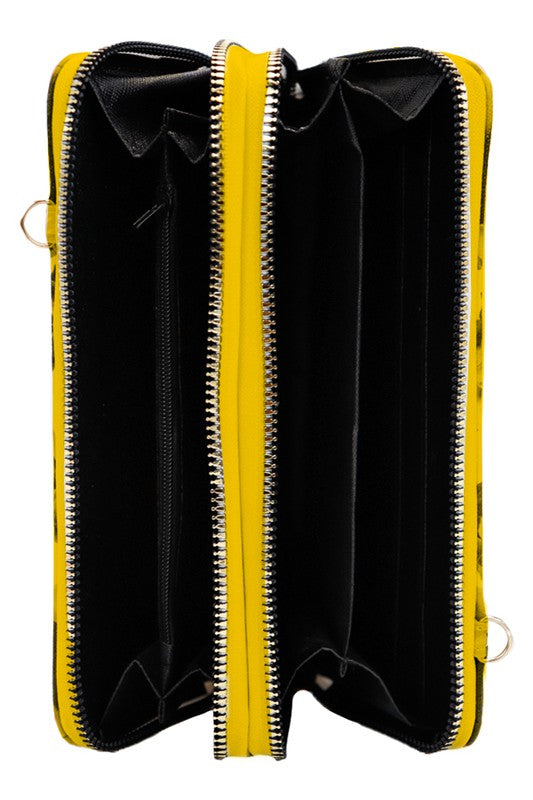 Yellow Sunflower Wallet w Crossbody Shoulder Strap