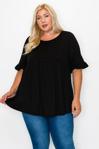 PSFU Black Babydoll Tunic Top Shirt