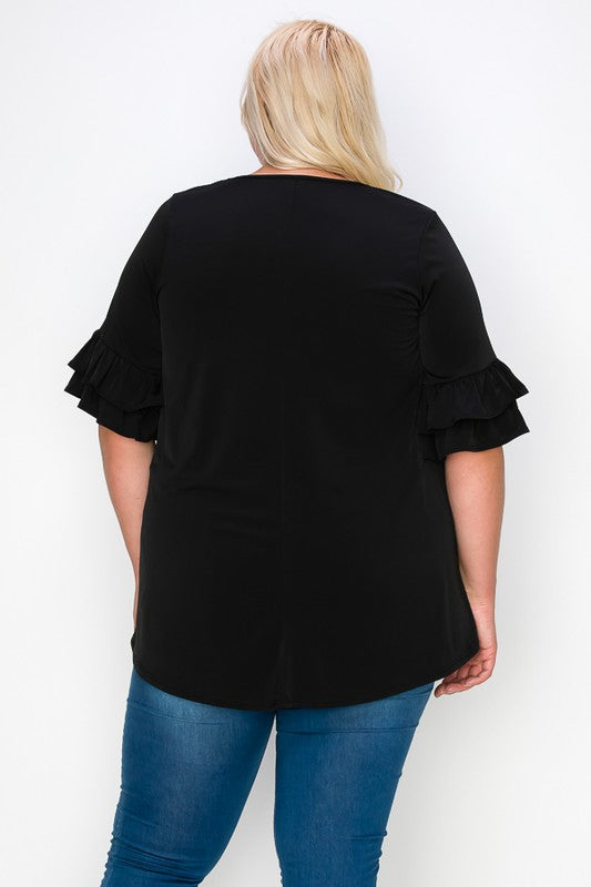 PSFU Black Caged X Neck Top