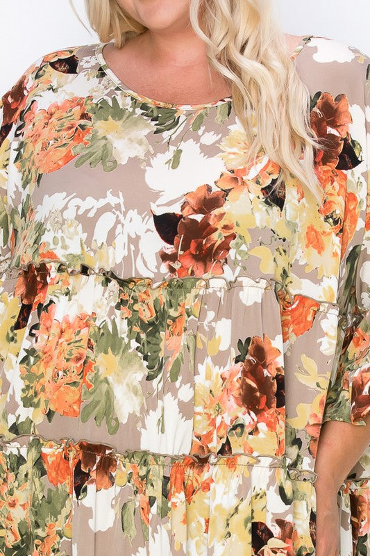 PSFU Beige Fall Colored Tiered Top Shirt
