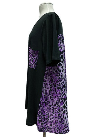 Purple Leopard Back Top w Matching Pocket