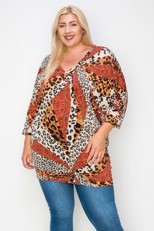 Orange Red Leopard Top