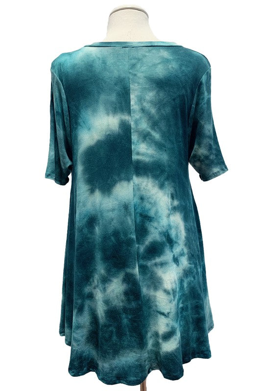 Green Tie Dye V Neck Short Sleeves
