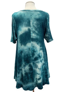 Green Tie Dye V Neck Short Sleeves