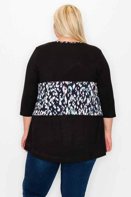 Black w Multi Color Leopard Middle Top