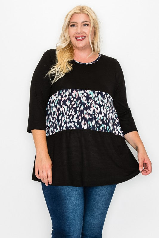 Black w Multi Color Leopard Middle Top