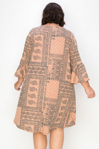 Bandana Print Dress w Ruffle Sleeves