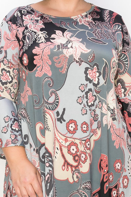 Ruffle Sleeve Flower Print Dress