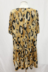 Leopard Print Frill Hem Tunic Top