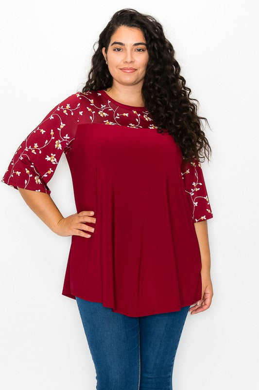 PSFU Burgundy Floral Top