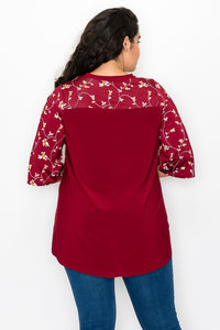 PSFU Burgundy Floral Top
