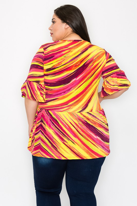 Yellow Pink Tie Dye Swirl Top