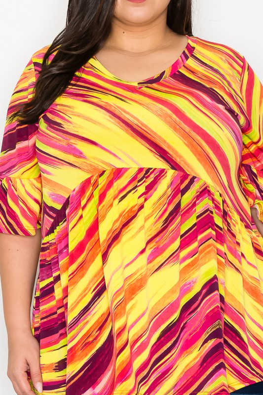 Yellow Pink Tie Dye Swirl Top