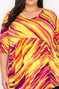 Yellow Pink Tie Dye Swirl Top