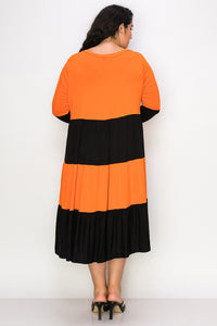 PSFU Orange and Black Tiered Dress