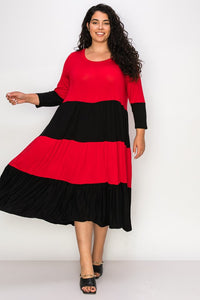 PSFU Red &  Black Tiered Dress