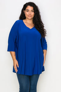 PSFU Solid Blue V Neck Shirt Top