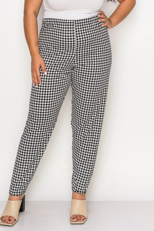 PSFU Black & Ivory Houndstooth Print Pant Legging