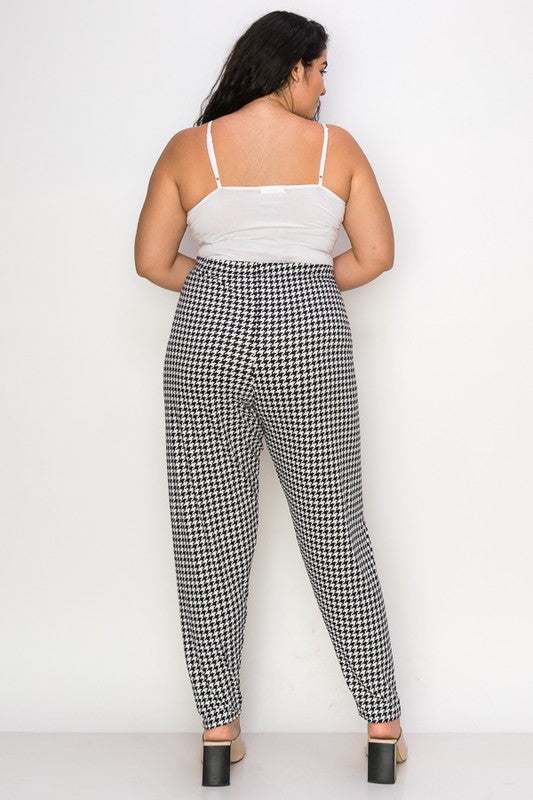 PSFU Black & Ivory Houndstooth Print Pant Legging