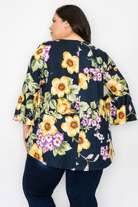 Beautiful Navy Floral Shirt Top