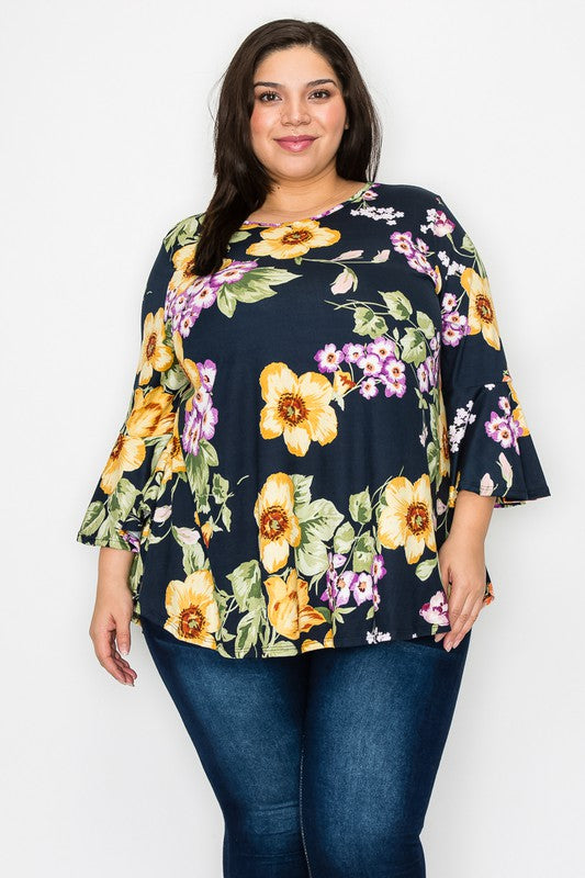 Beautiful Navy Floral Shirt Top