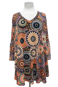 Beautiful Hippy Boho Medallion Top w Ruffle Sleeves