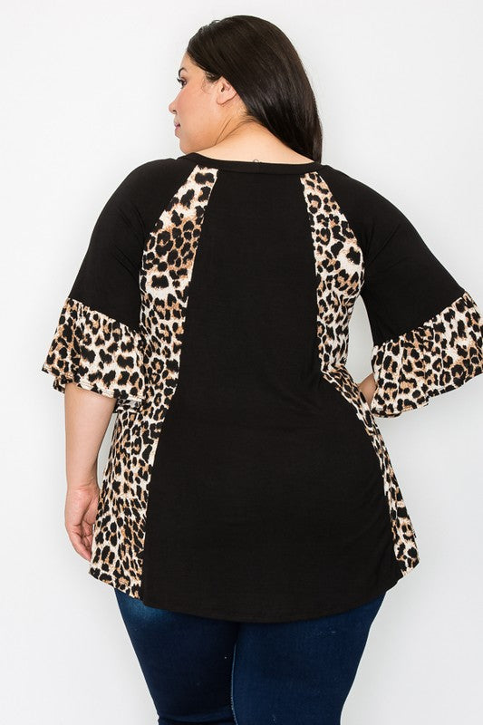 PSFU Black Leopard Side Contact Top Shirt