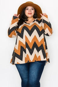 Multi Chevron Sweater Shirt Top Tunic