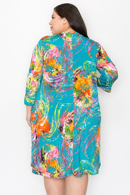 Gorgeous Teal Aqua Splatter Dress