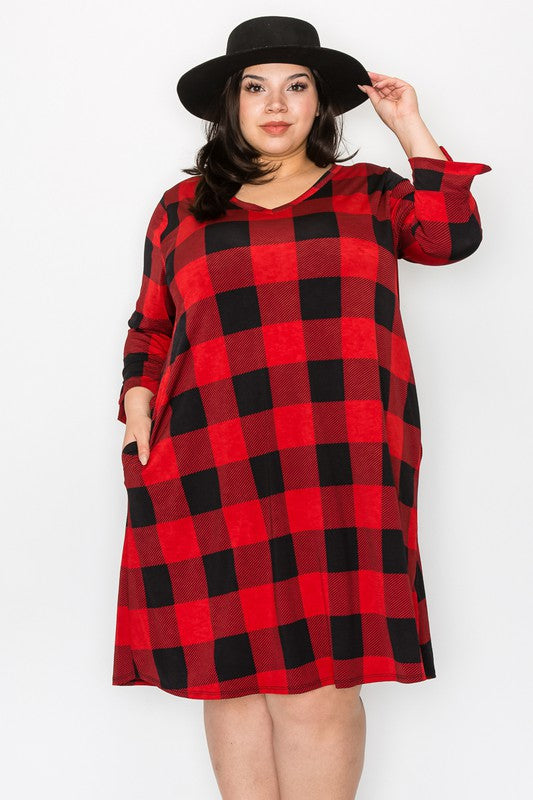 Red & Black Buffalo Plaid Dress Plus Size For Us Red & Black Buffalo Plaid Dress Plus Size For Us
