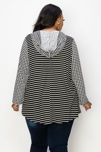 PSFU Black & White Houndstooth Stripe Hoodie Hooded Top