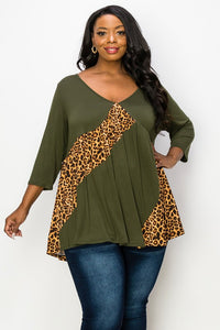 PSFU Green Leopard Shirt Top