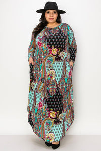Mint Black Paisley Maxi Dress w Pockets