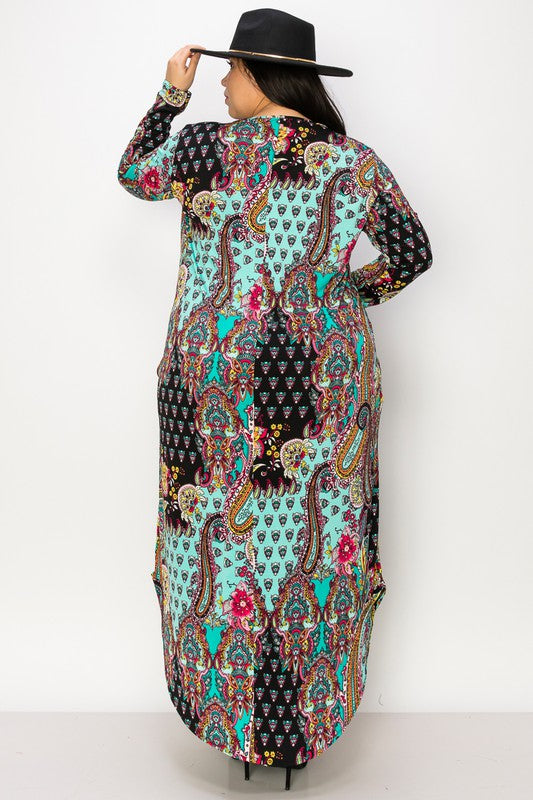 Mint Black Paisley Maxi Dress w Pockets
