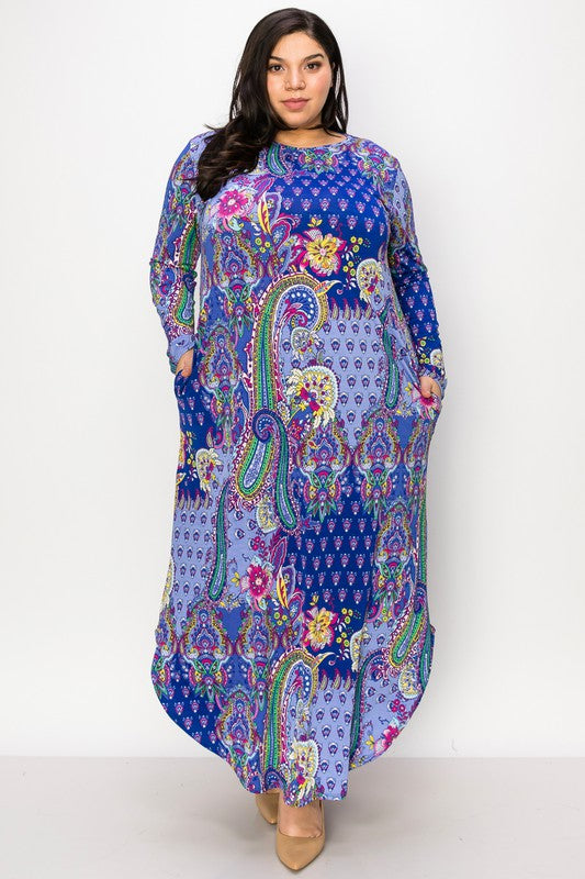 Lavender Purple Paisley Maxi Dress