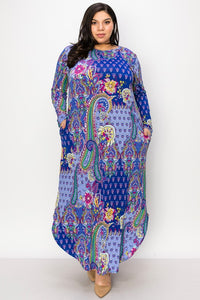 Lavender Purple Paisley Maxi Dress