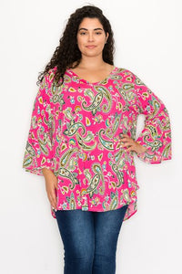 Fuschia Pink Paisley Shirt Top