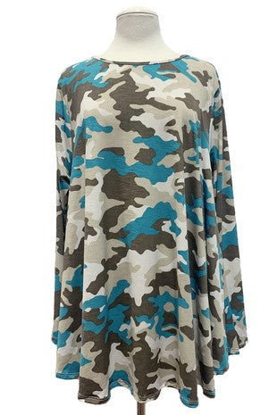 Mocha Teal Long Sleeve Shirt Top