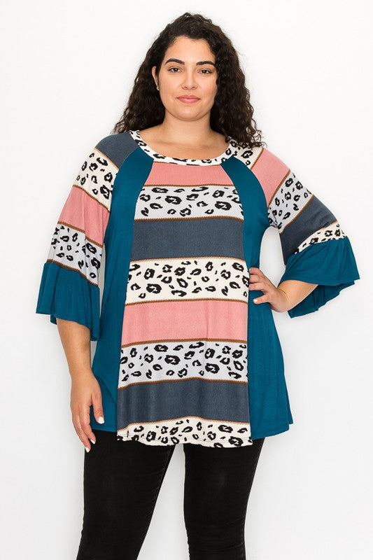 PSFU Teal Leopard Shirt Top