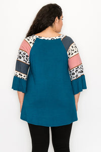 PSFU Teal Leopard Shirt Top