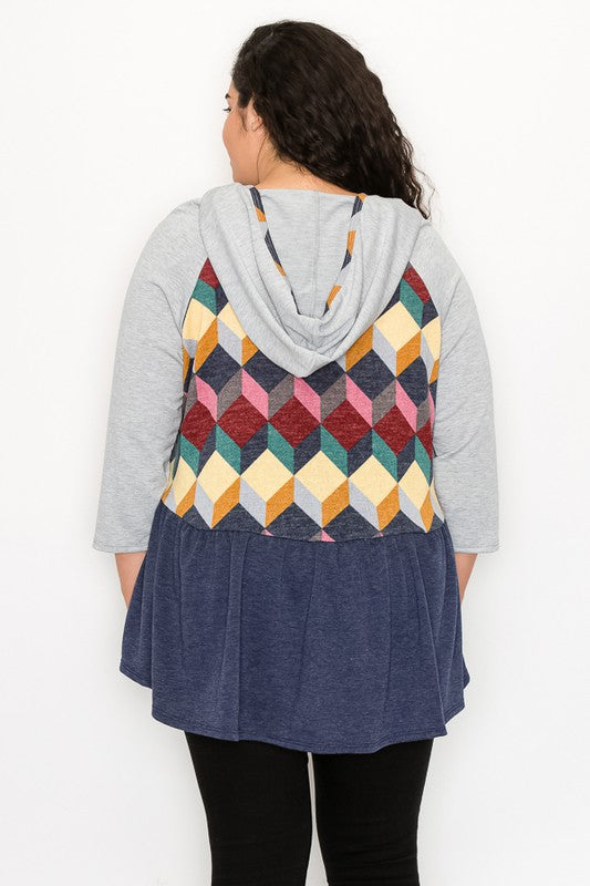 PSFU Cube Colorblock Hoodie Hooded Shirt Top