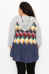PSFU Cube Colorblock Hoodie Hooded Shirt Top