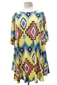 Yellow Aztec Design Shirt Top
