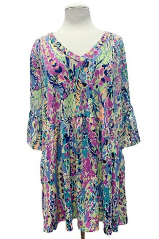 Purple Green Blue Babydoll Shirt Top
