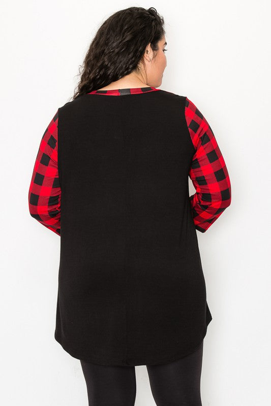 PSFU Plaid Glitter Colorblock Top Shirt