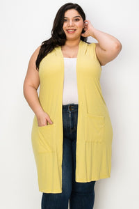 Solid Yellow Hooded Vest w Pockets