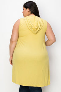 Solid Yellow Hooded Vest w Pockets